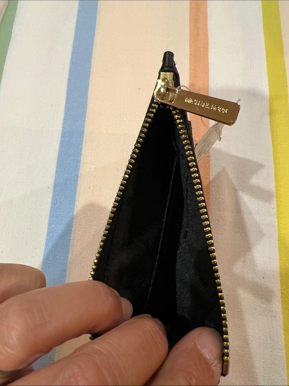 Michael Kors Black Saffiano Card Holder with Gold Logo